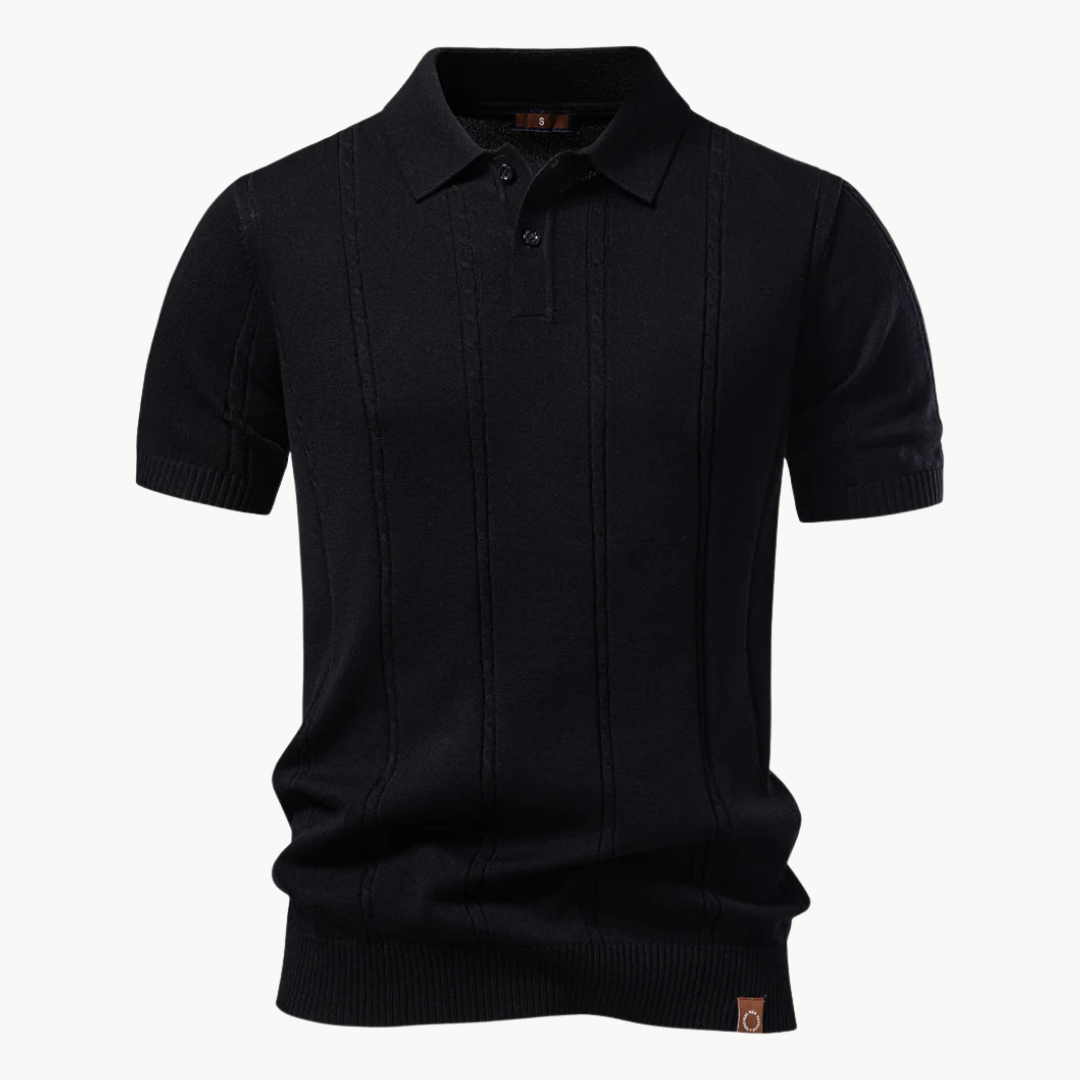 Men's Ribbed Knit Polo Shirt