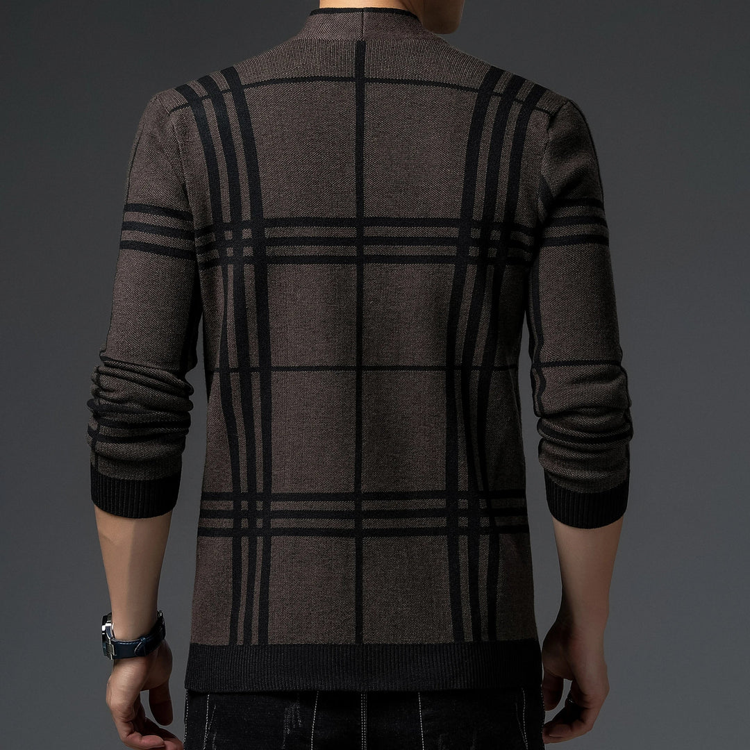 Men's Checkered Knit Cardigan