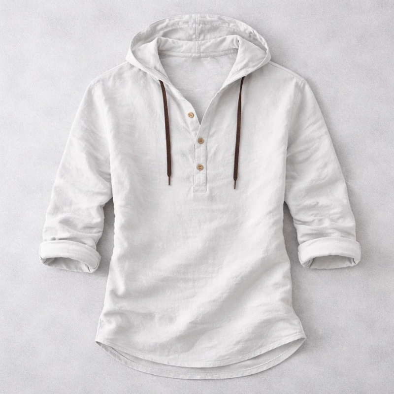 Men's Linen Blend Hoodie Shirt