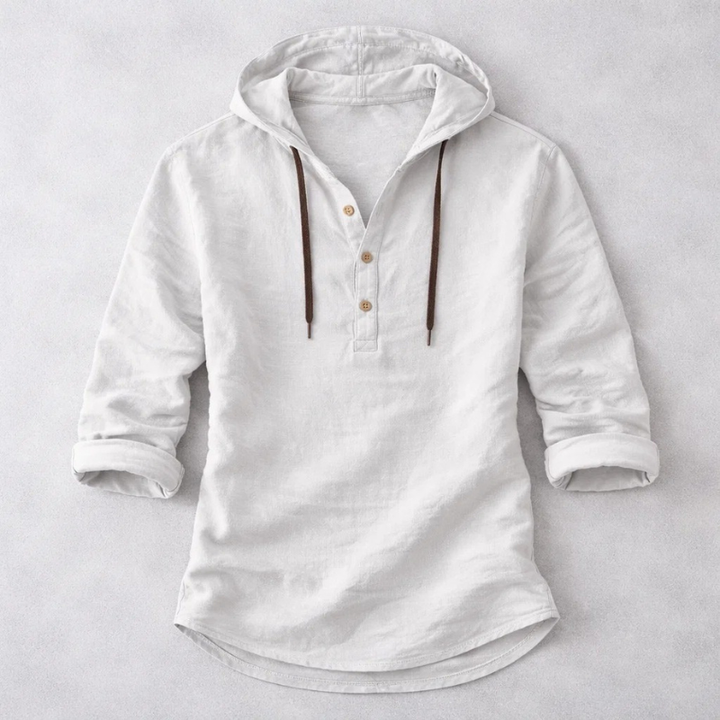 Men's Linen Blend Hoodie Shirt