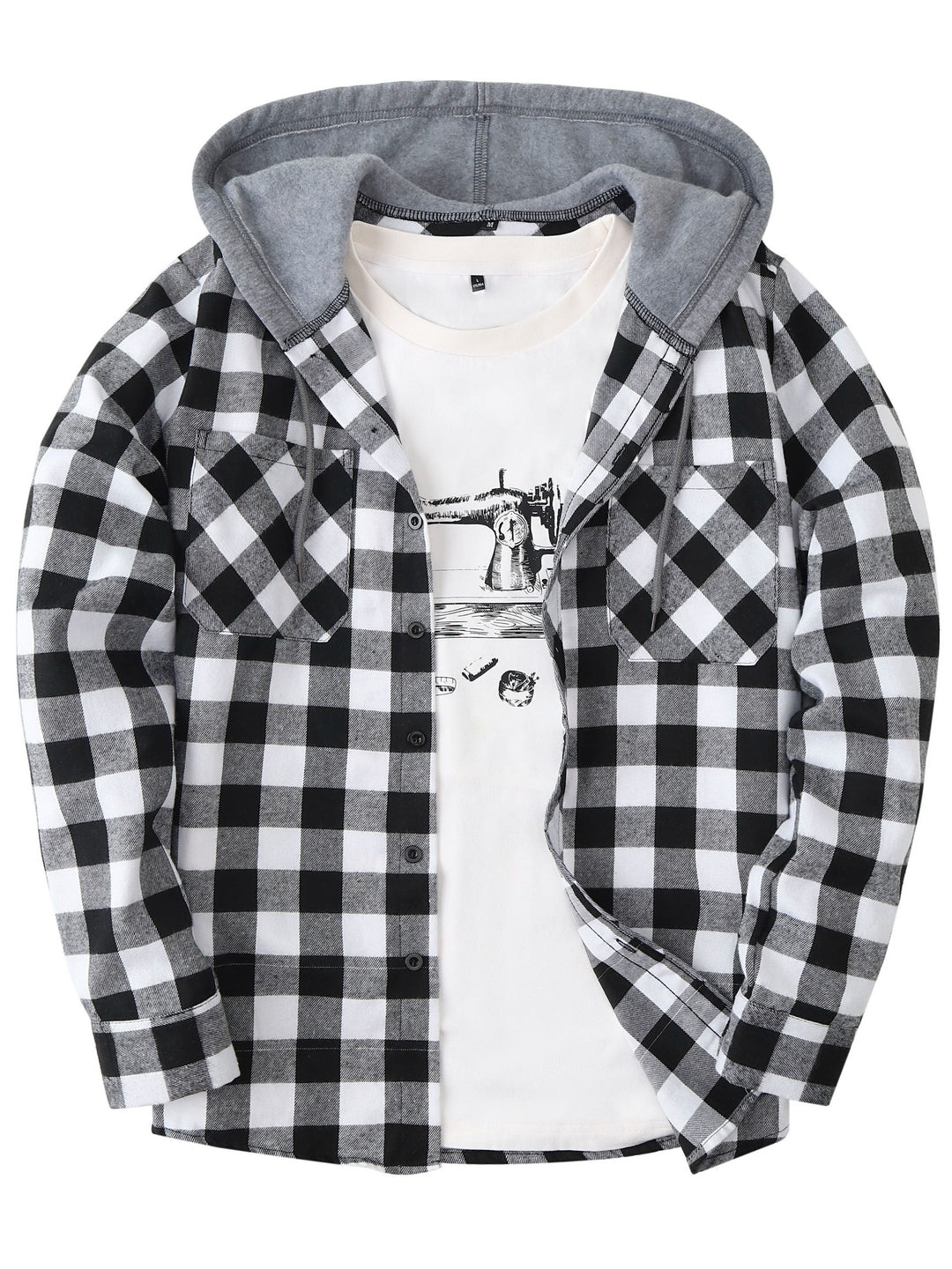 Men's Plaid Hooded Shirt