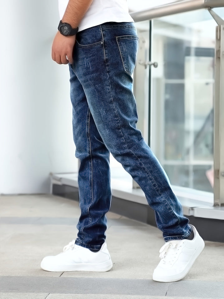 Men's Washed Stretch Denim Jeans