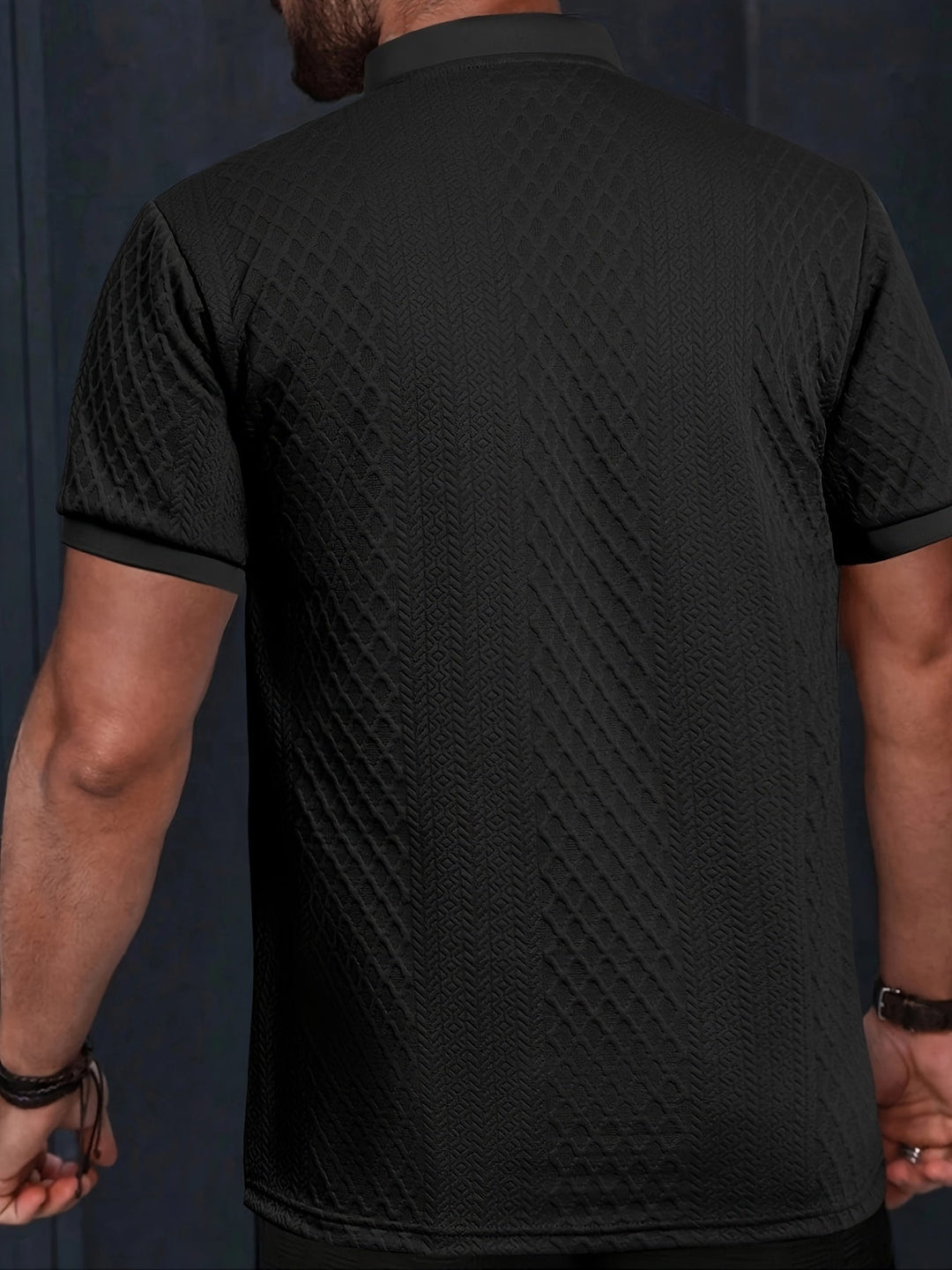 Men's Jacquard Henley Polo Shirt
