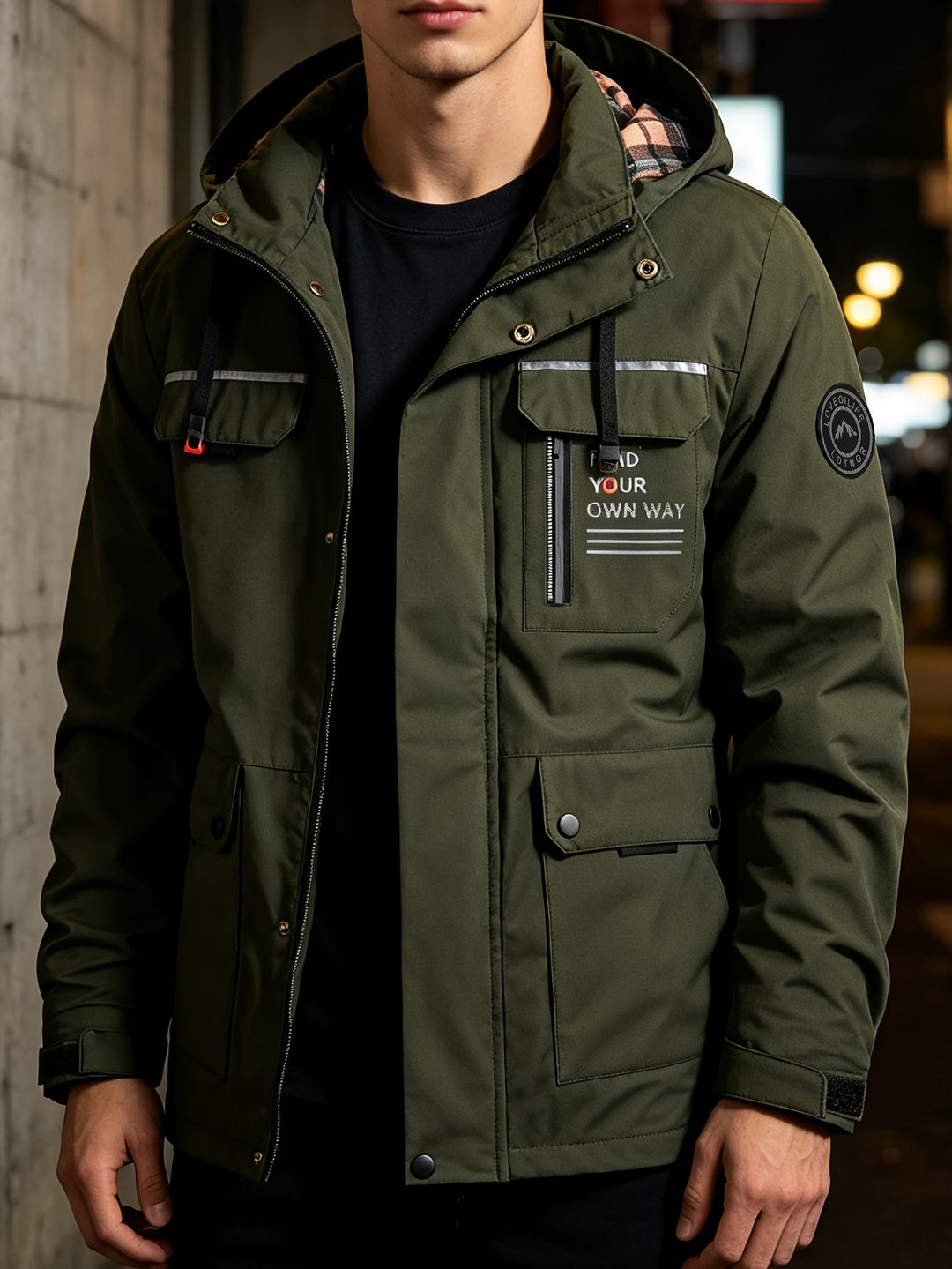 Men's Hooded Alphabet Zip Jacket