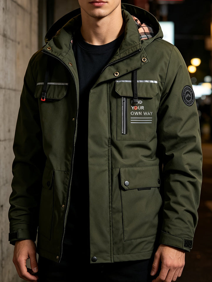 Men's Hooded Alphabet Zip Jacket