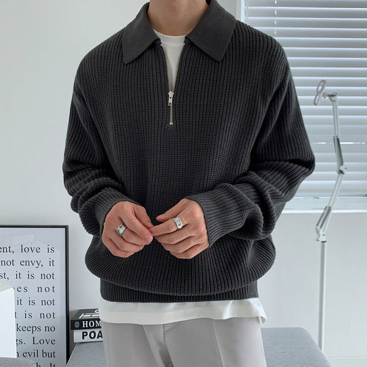 Men's Textured Zip Sweater
