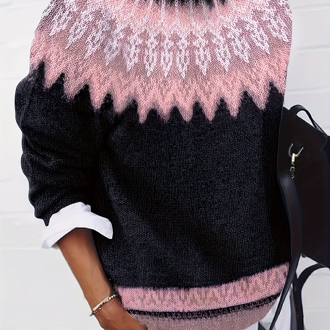 Brenna | Chunky Jacquard Round Neck Sweater