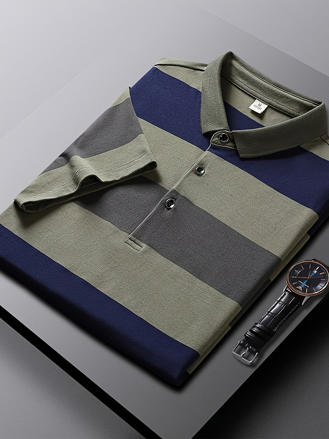 Men's Striped Collar Polo Shirt