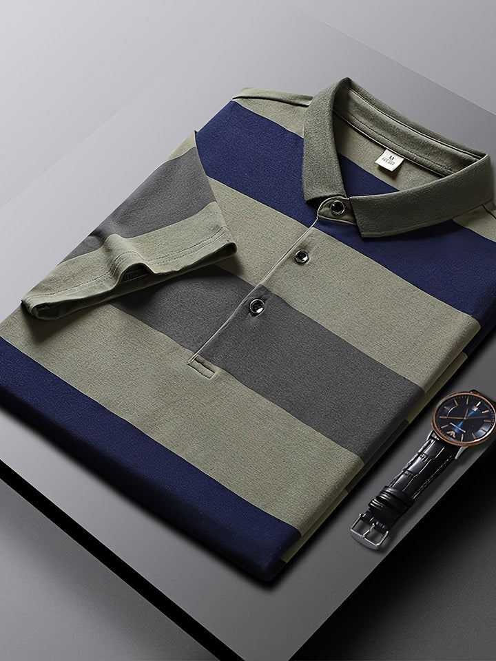 Men's Striped Collar Polo Shirt
