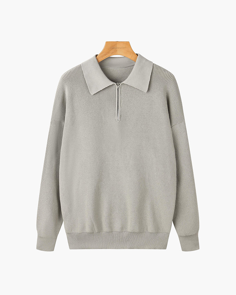 Men's Textured Zip Sweater