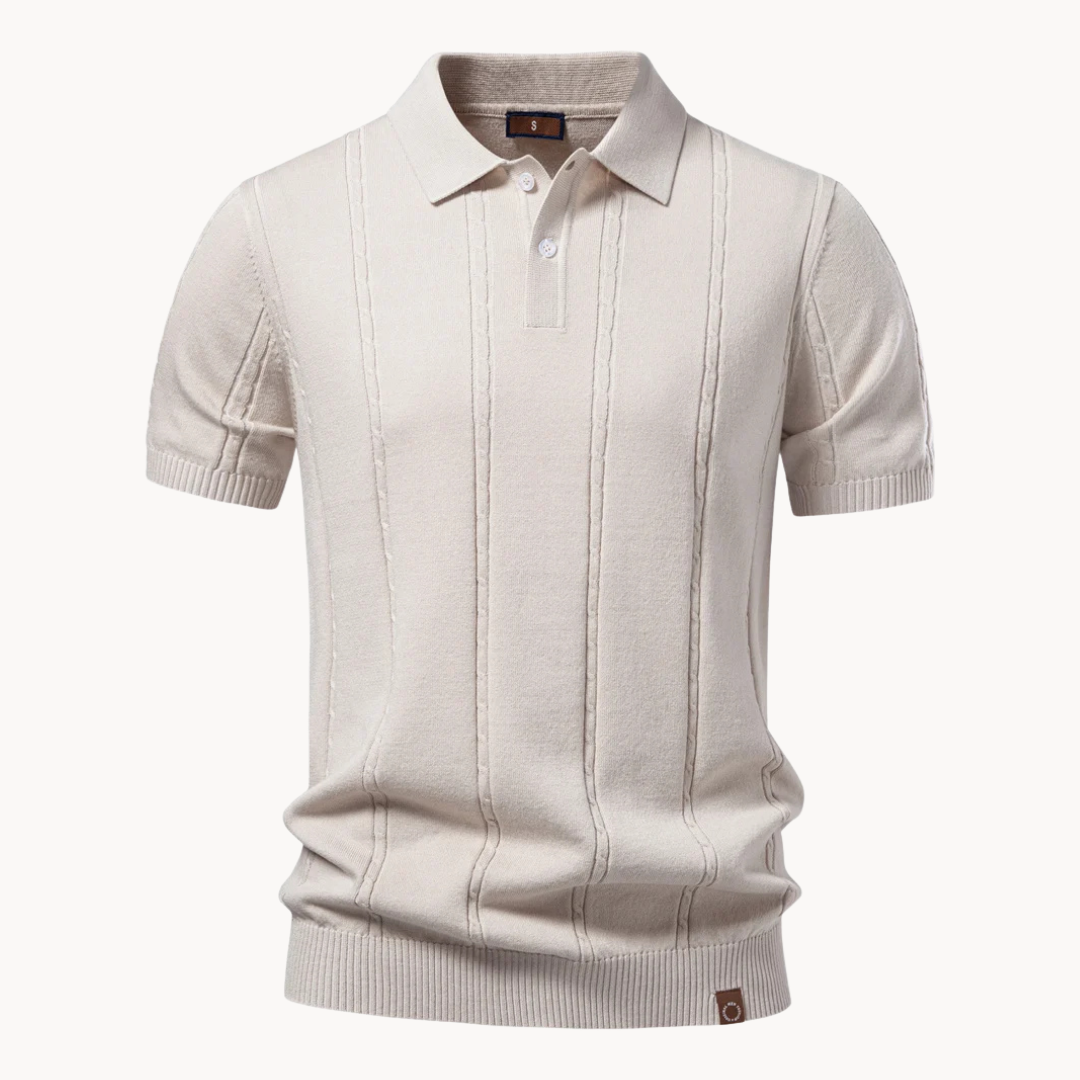 Men's Ribbed Knit Polo Shirt