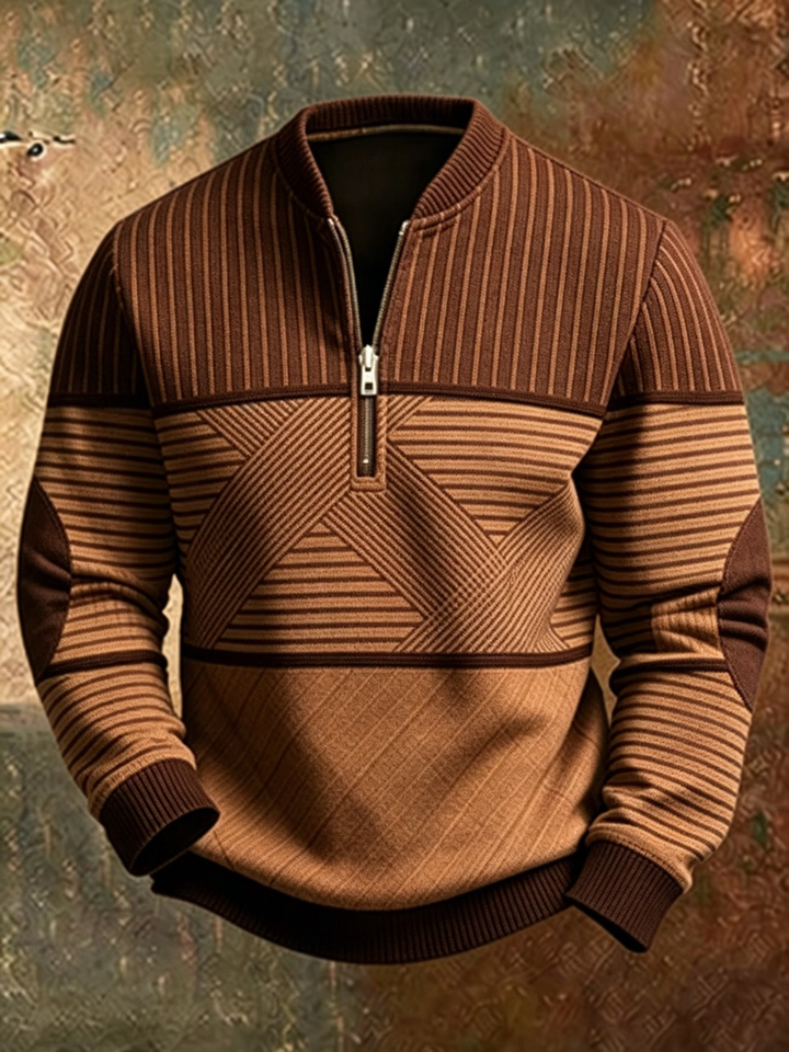 Men's Geometric Half Zip Sweater