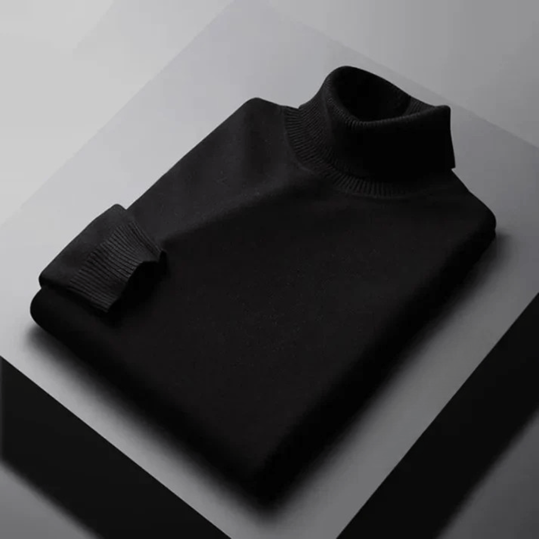 Men's Textured Turtleneck Knit Sweater