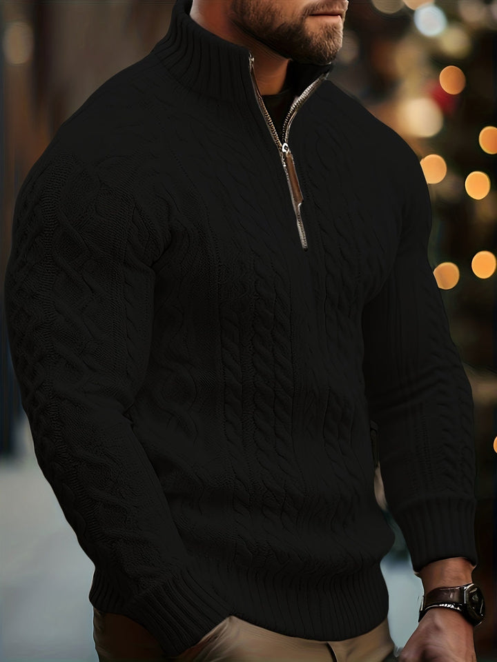 Men's Cable Knit Half Zip Sweater