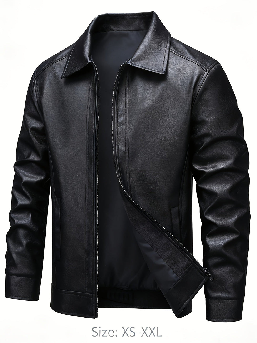Men's PU Zip Bomber Jacket