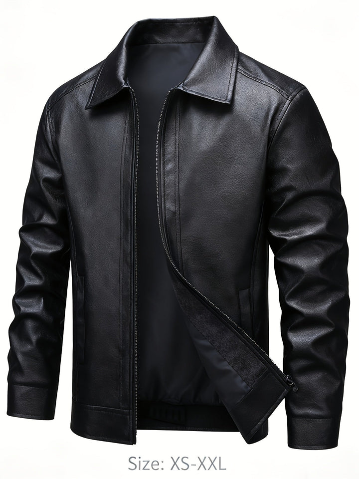 Men's PU Zip Bomber Jacket