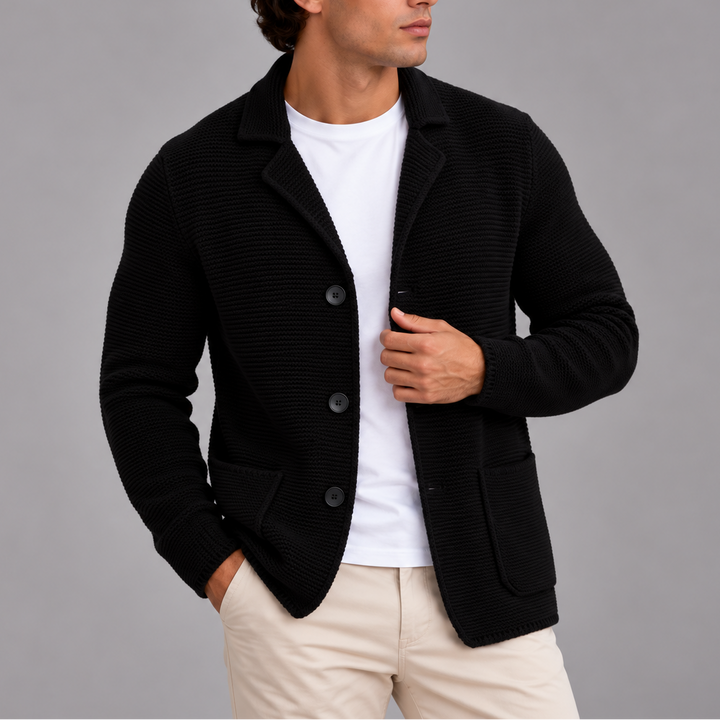 Men’s Knitted Blazer Cardigan | Button-Up Smart Casual Jacket