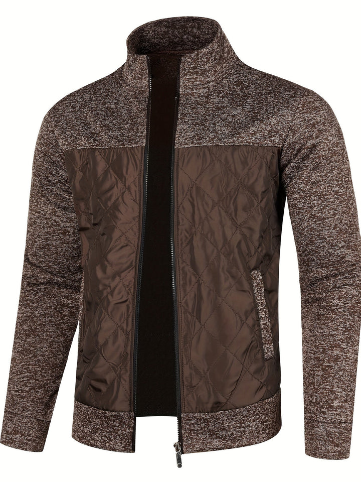 Men's Stand Collar Zip Knit Jacket