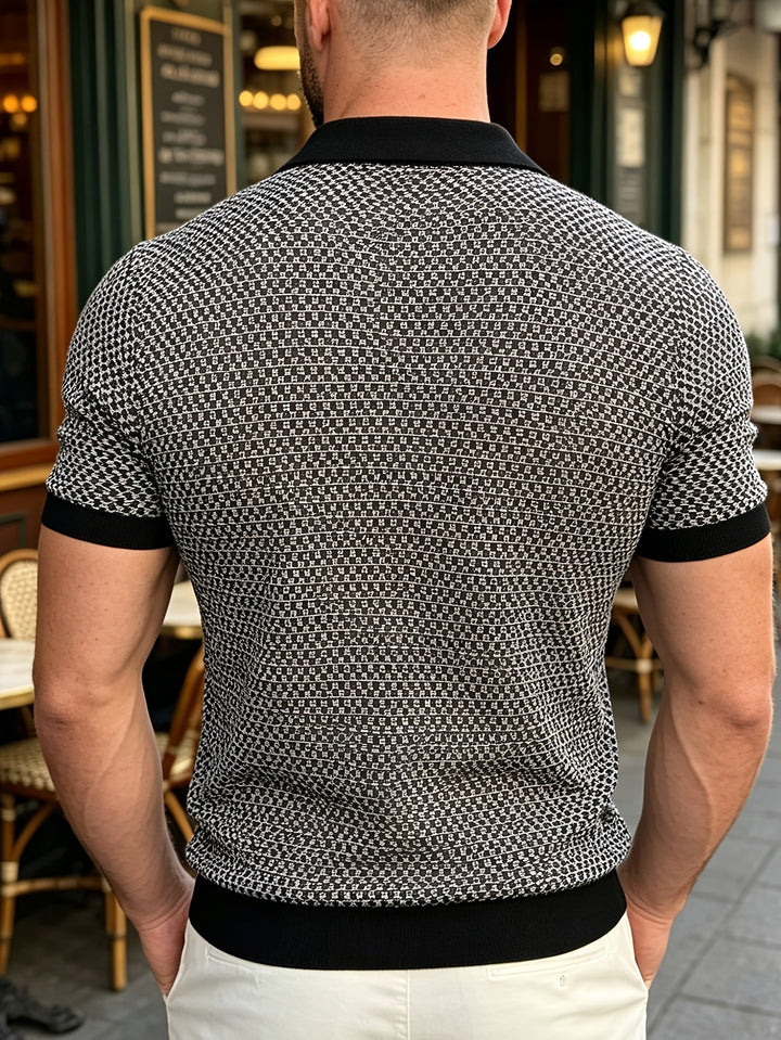 Men's Plaid Knit Polo Shirt