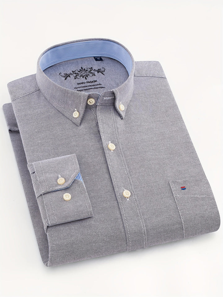 Men's Solid Lapel Pocket Shirt