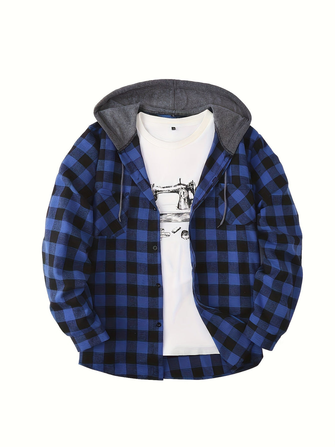 Men's Plaid Hooded Sweatshirt