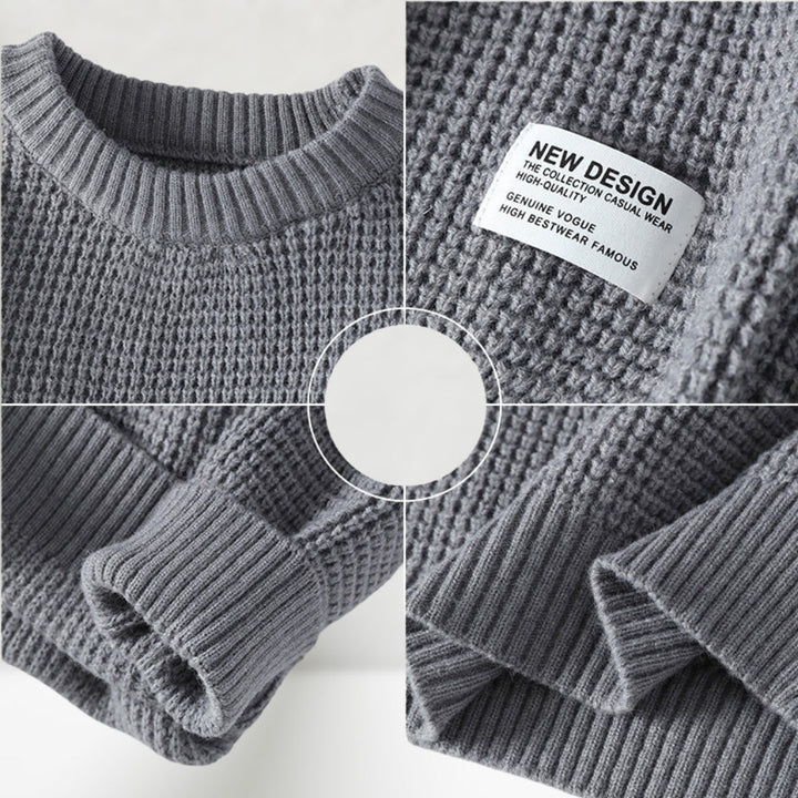 Men's Honeycomb Knit Crew Neck Sweater