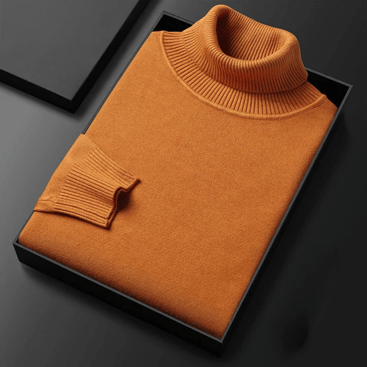 Men's Textured Turtleneck Knit Sweater