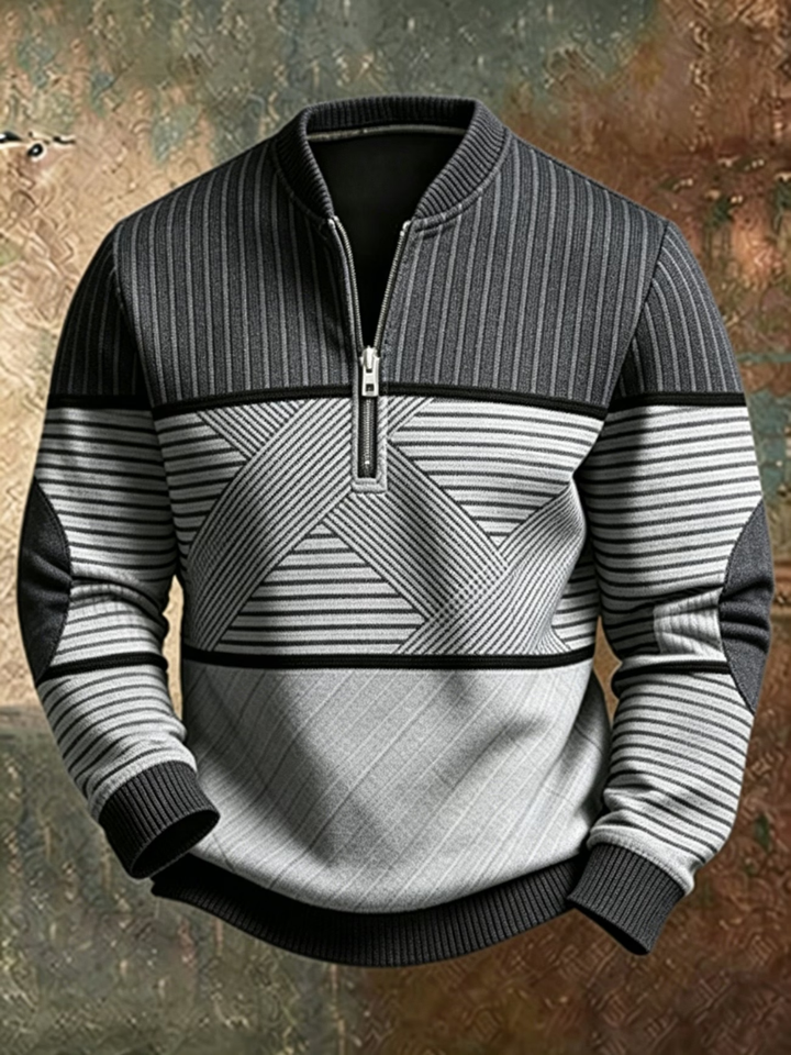 Men's Geometric Half Zip Sweater