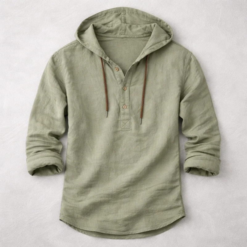 Men's Linen Blend Hoodie Shirt
