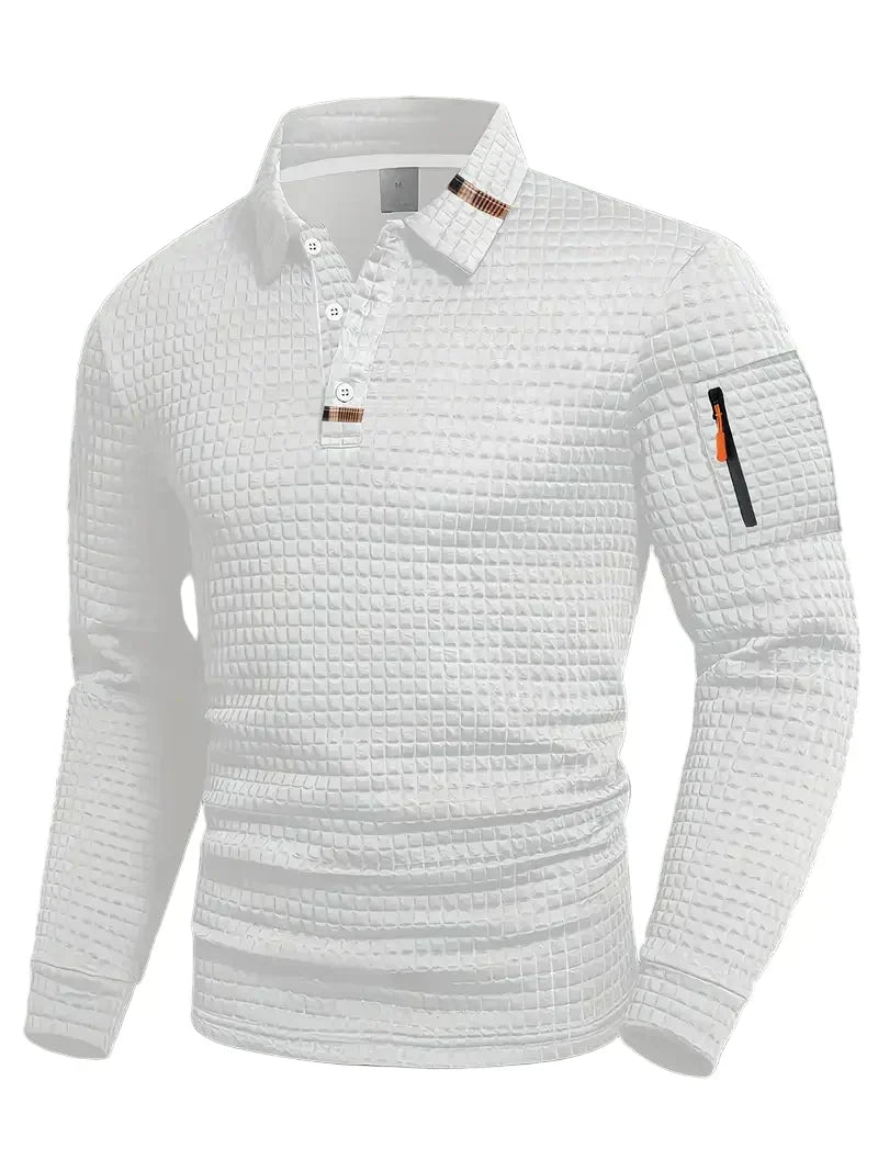Long Sleeve Textured Polo