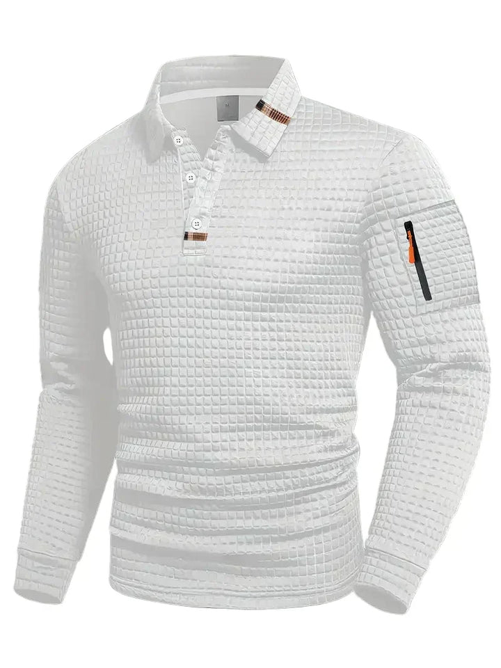 Long Sleeve Textured Polo