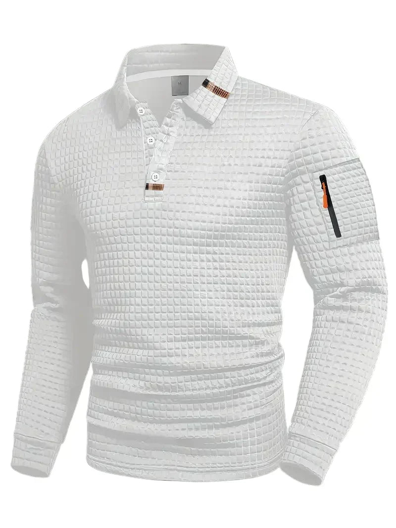 Men's Waffle Knit Polo Shirt