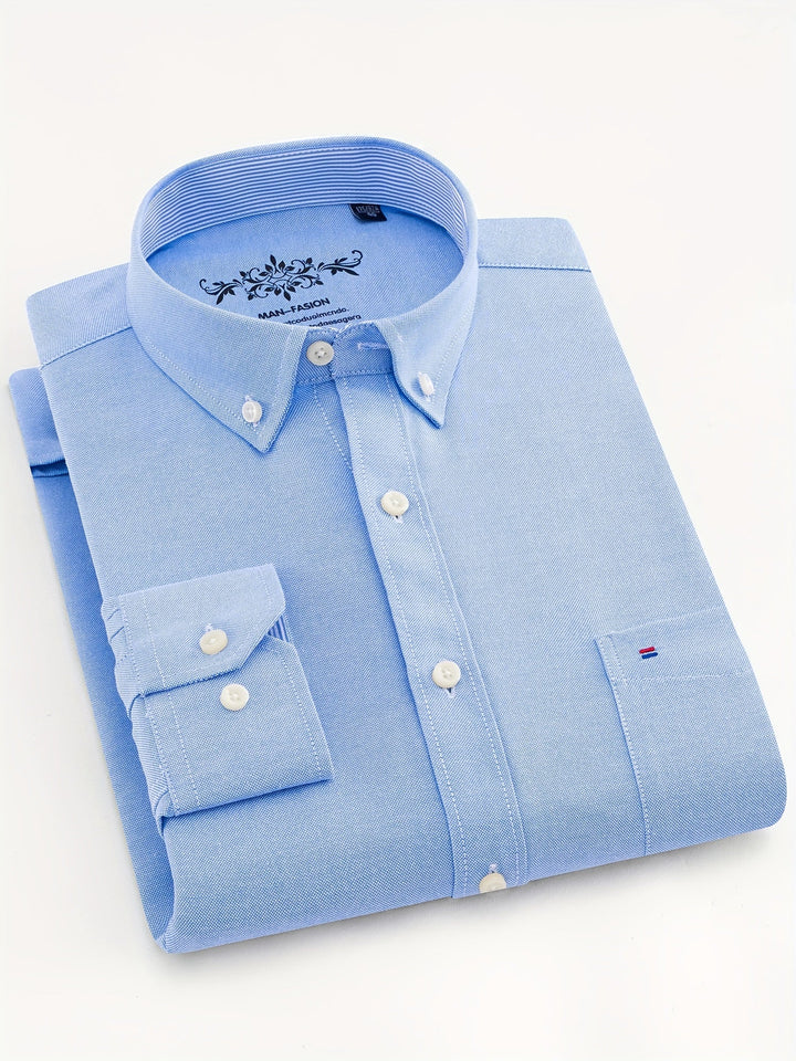 Men's Solid Lapel Pocket Shirt