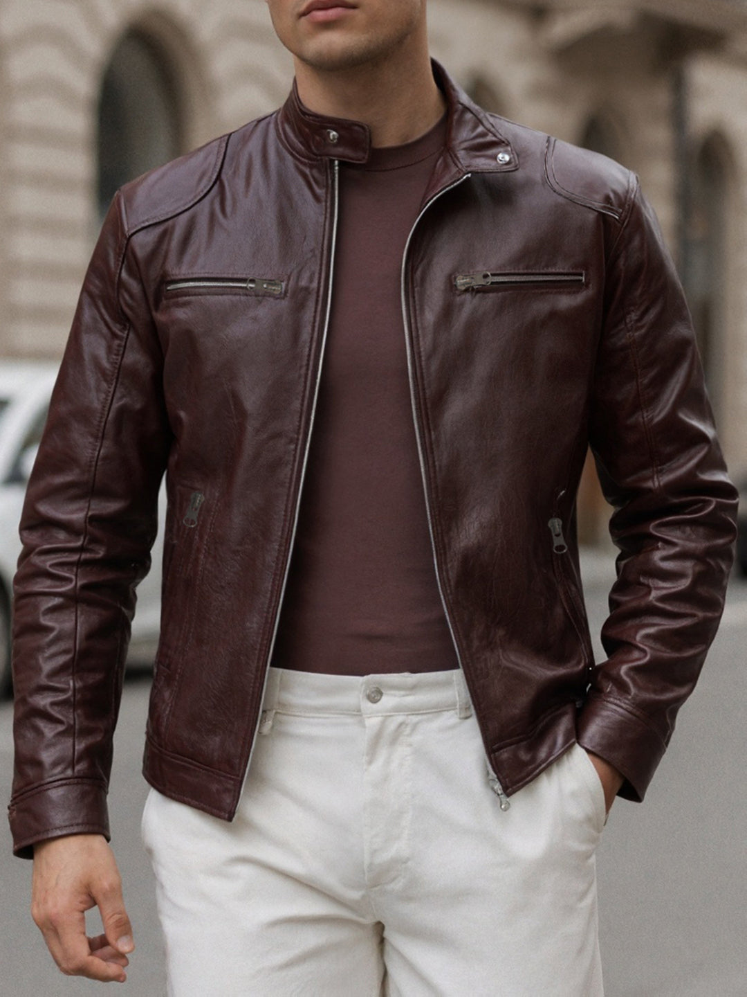 Men's PU Motorcycle Jacket
