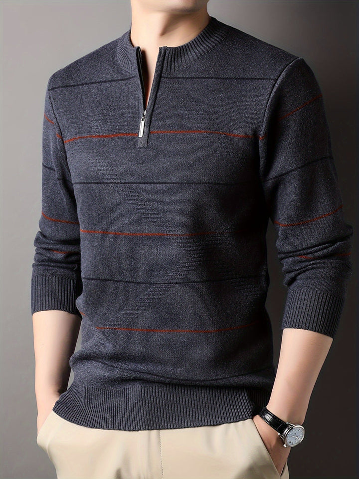 Garrick | Refined Striped Zip-Neck Sweater