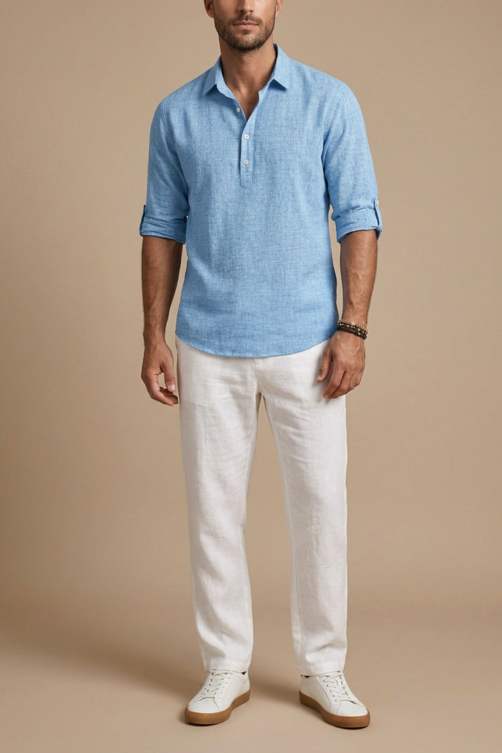 Men's Linen Blend Polo Shirt