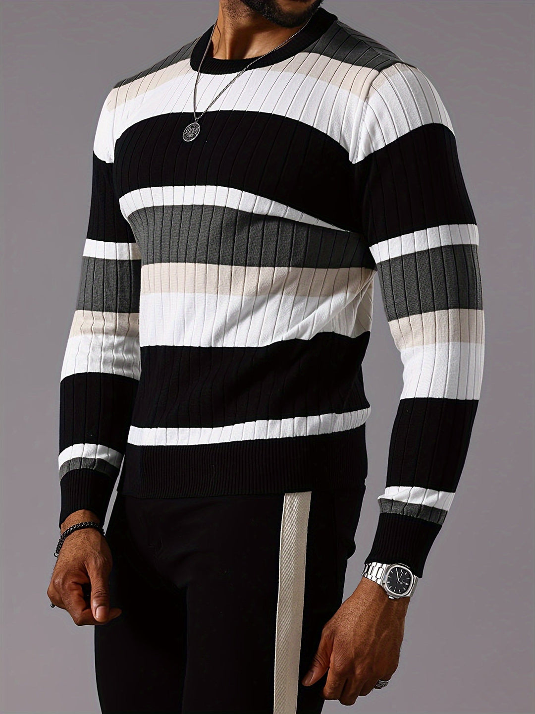 Men's Colorblock Rib-Knit Sweater