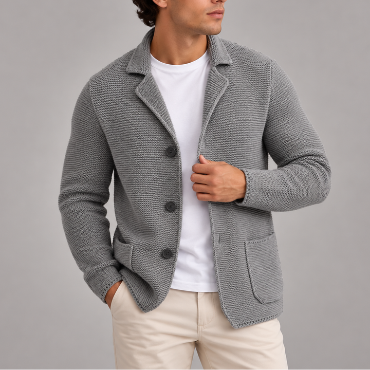 Men’s Knitted Blazer Cardigan | Button-Up Smart Casual Jacket