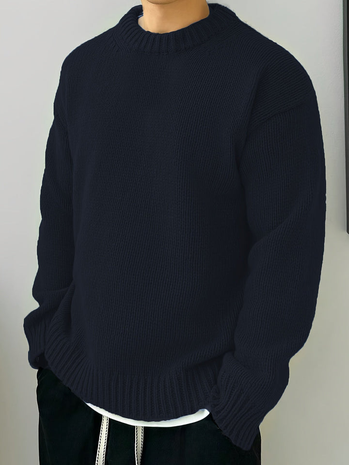 Men's Solid Knit Crewneck Sweater