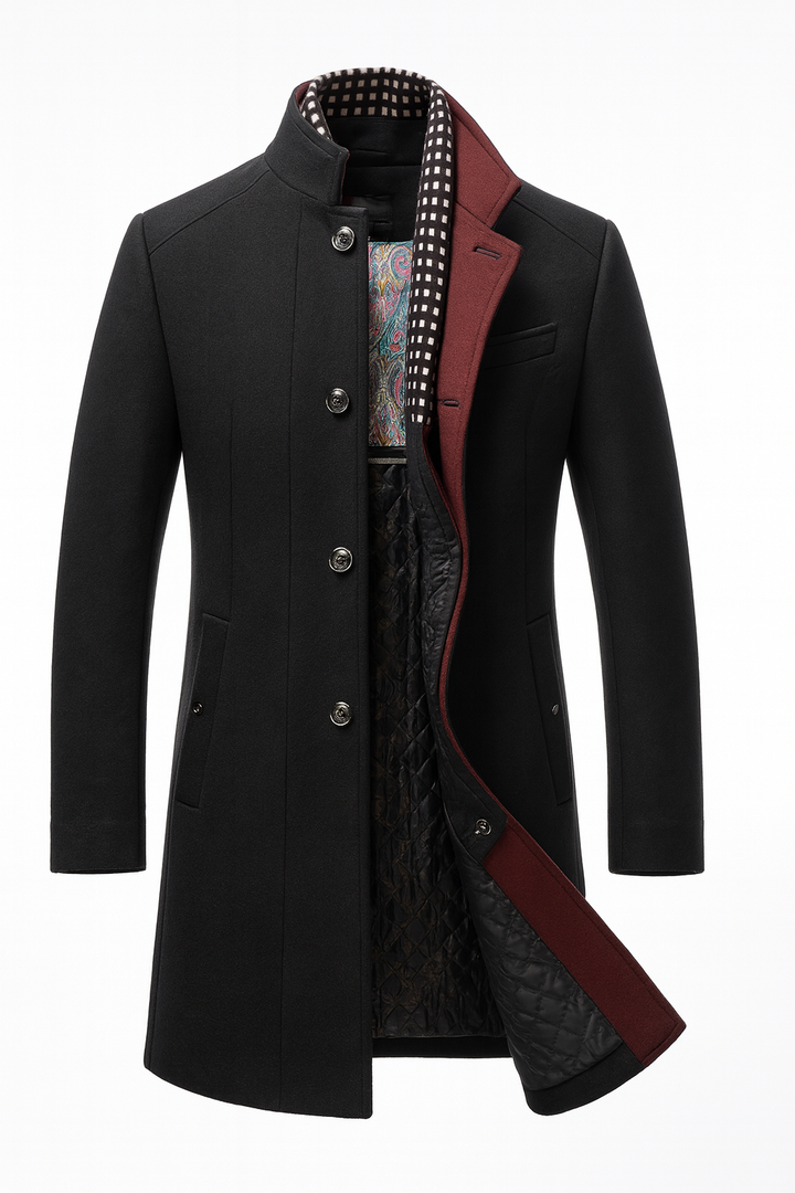 Men's Colorblock Wool Overcoat