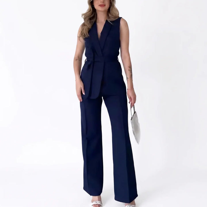 Women's Tailored Two-Piece Suit Set with Belt