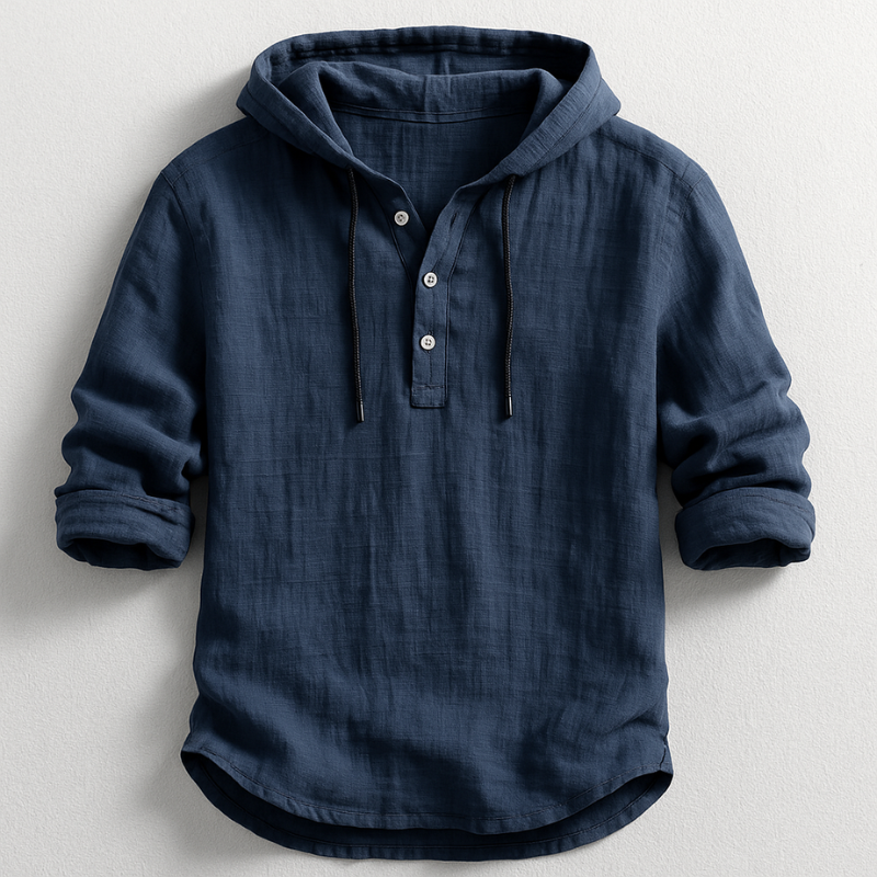 Men's Linen Hooded Shirt
