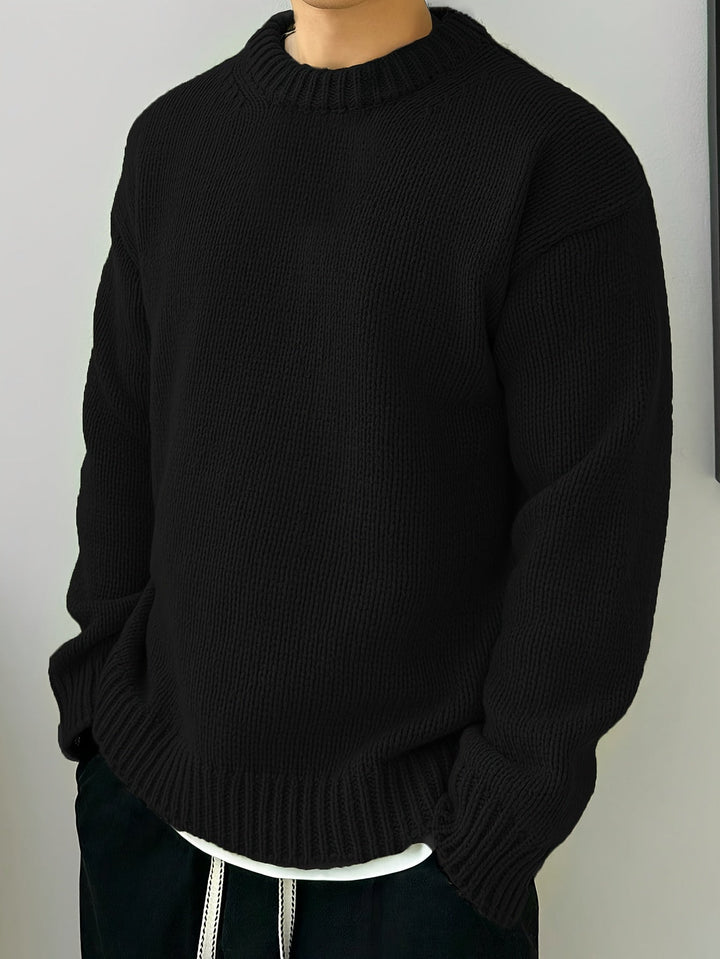 Men's Solid Knit Crewneck Sweater