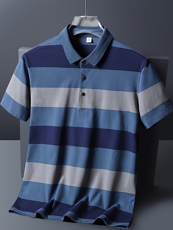 Men's Striped Collar Polo Shirt