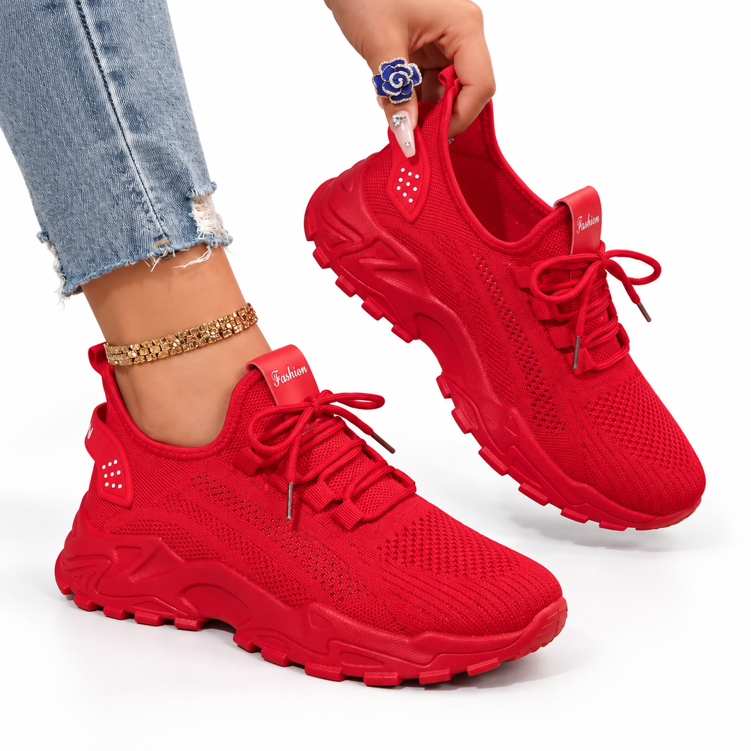 Women's Orthopedic Knit Sneakers with Lace-Up Design