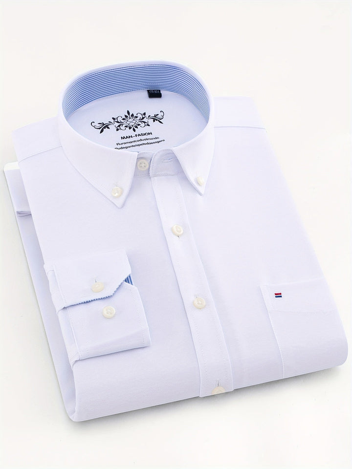 Men's Solid Lapel Pocket Shirt