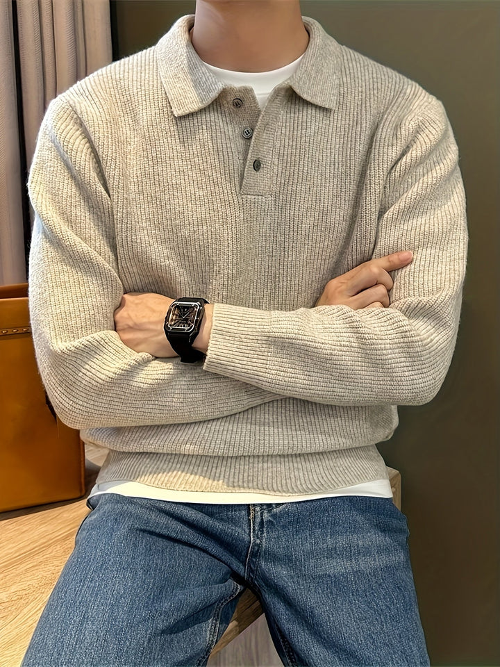 Men's Ribbed Polo Sweater