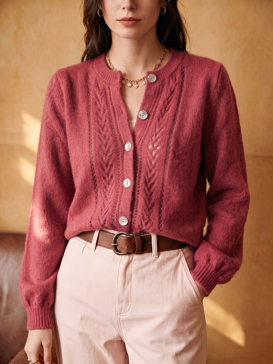 Adeline | Softly Textured Round-Neck Cardigan