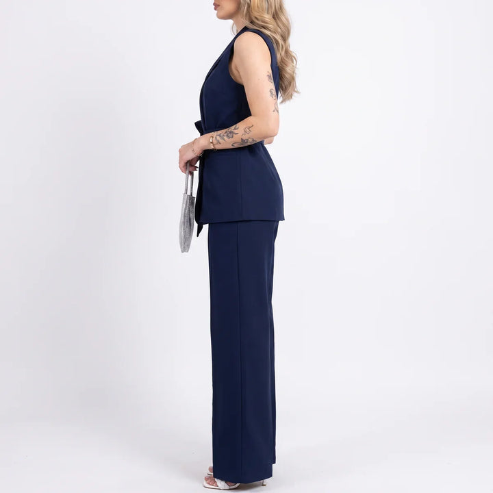 Women's Tailored Two-Piece Suit Set with Belt