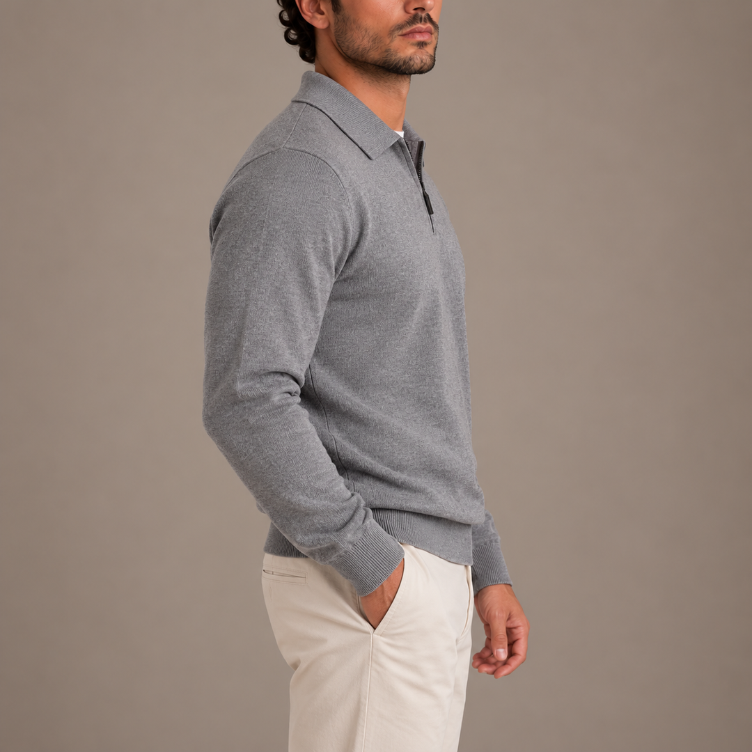 Men’s Quarter-Zip Polo Knit Sweater